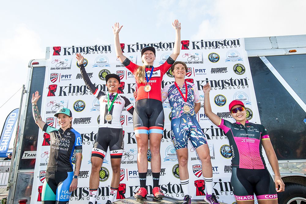 Coryn Rivera, Megan Jastrab and Valentina Scandolara on the podium