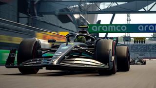 Formula one racing car on track