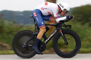 Ethan Hayter (Great Britain) finished eighth in the elite men's time trial in Bruges, Belgium at 2021 Road World Championships