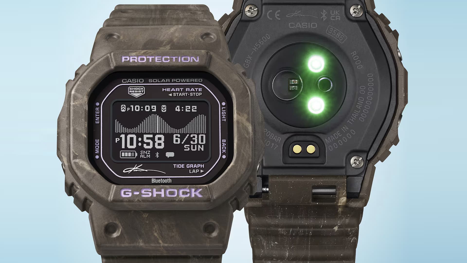 The Casio GBX-H5600KI-5 Kanoa Igarashi smartwatch.