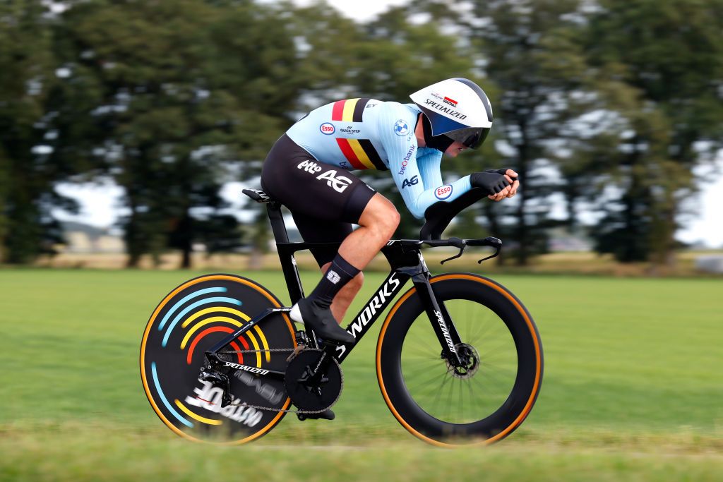 EMMEN NETHERLANDS SEPTEMBER 20 Yves Lampaert of Belgium sprints during the 29th UEC Road Cycling European Championships 2023 Elite Mens Individual Time Trial a 295 km race from Emmen to Emmen UCIWT on September 20 2023 in Emmen Netherlands Photo by Bas CzerwinskiGetty Images