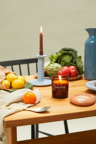 Earl of East candle on kitchen table