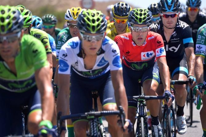 Movistar's Andrey Amador in the polka dot jersey