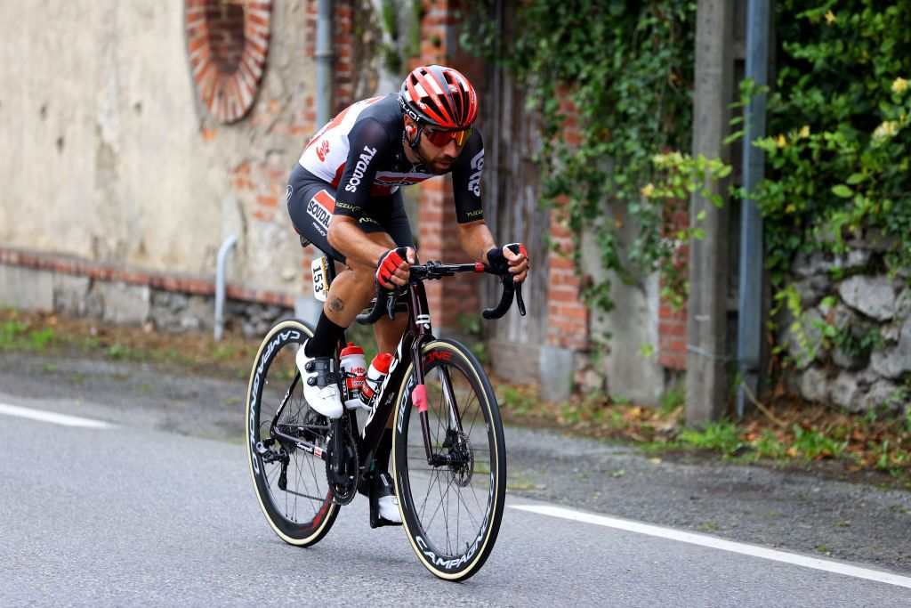 LUZ ARDIDEN FRANCE JULY 15 Thomas De Gendt of Belgium and Team Lotto Soudal during the 108th Tour de France 2021 Stage 18 a 1297km stage from Pau to Luz Ardiden 1715m LeTour TDF2021 on July 15 2021 in Luz Ardiden France Photo by Tim de WaeleGetty Images