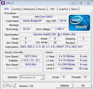 Note that SB-E throttles down to 1.2 GHz when idle.