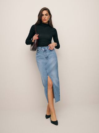 Nila Long Denim Skirt