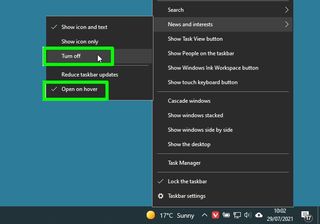 how to remove Windows 10 news and weather widget - turn off