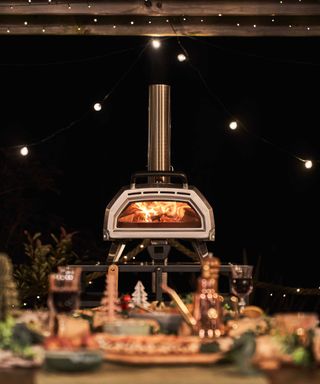 Ooni pizza oven outdoors at Christmas