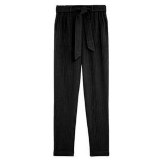 M&S Pure Cotton Belted Tapered Trousers