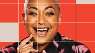 American actress and singer Raven-Symoné, host of the new Scrabble game show on The CW, laughs to camera 