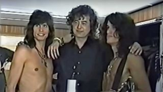 Joe Perry, Jimmy Page and Steven Tyler backstage