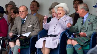 Prince Philip, Queen Elizabeth and King Charles at the Braemar Highland Games
