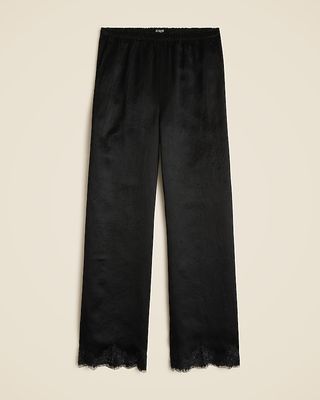 Stratus Lace-Trim Pant in Textured Satin