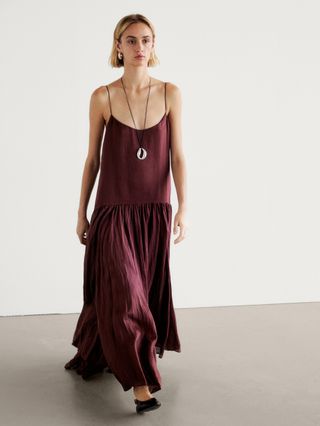 Massimo Dutti, VOLUMINOUS RAMIE DRESS WITH THIN STRAPS