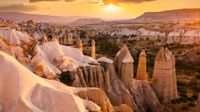 Turkey's Love Valley and its spires at sunrise.