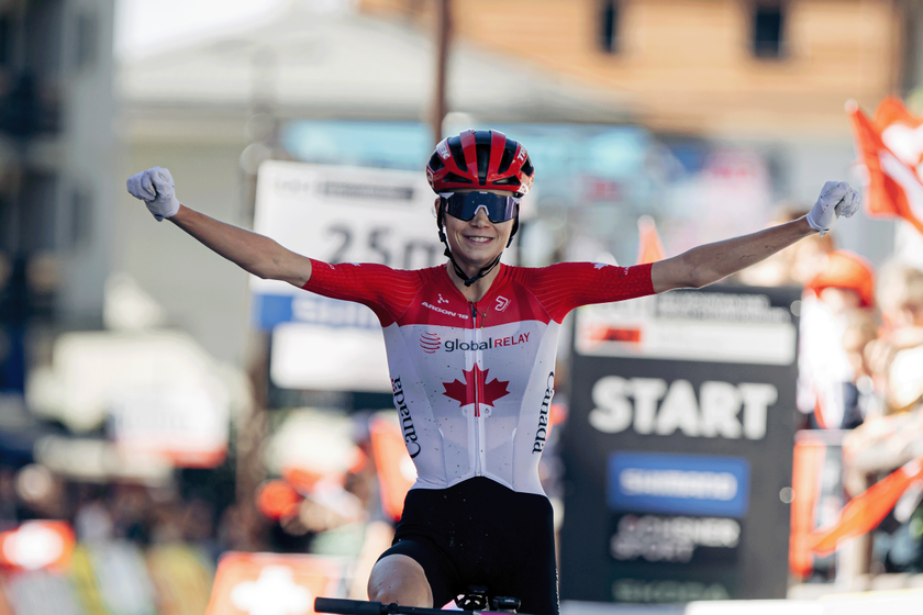 CRANS-MONTANA, SWITZERLAND - SEPTEMBER 14:Isabella Holmgren off Canada competes in the UCI Mountain Bike World Championships Cross Country XCO Women U23 on September 14, 2025 in Crans-Montana, Switzerland. (Photo by Piotr Staron/Getty Images)