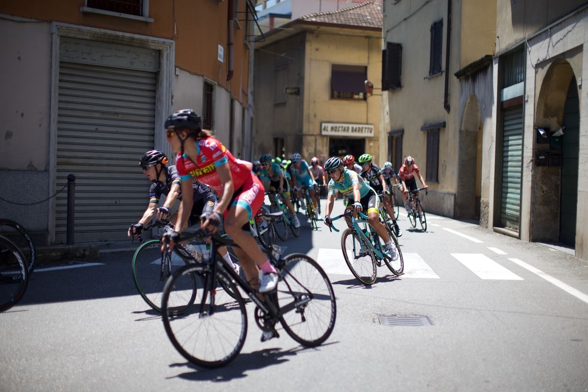 Cornering through one the many towns the Giro passed through