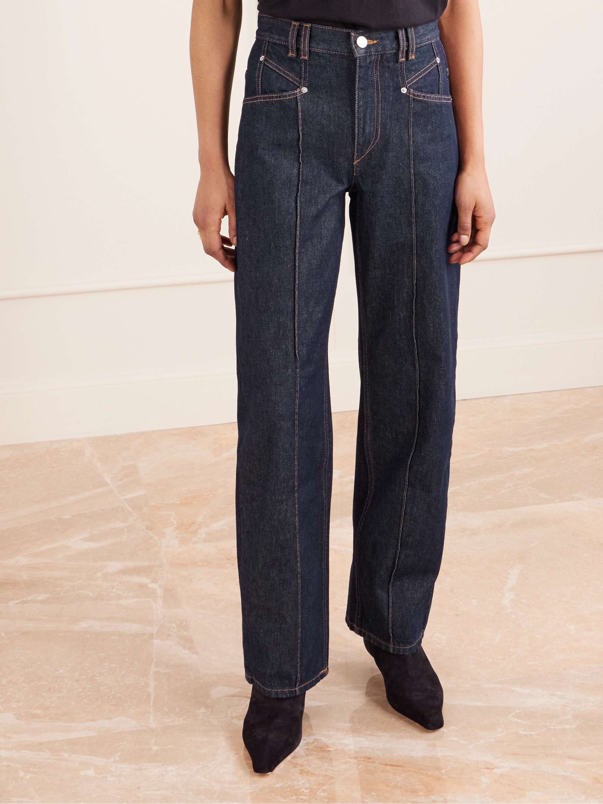 Drolane Paneled Straight Jeans