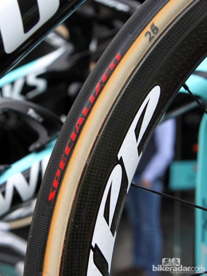 Specialized's new team tires feature the company's own tread compound and pattern glued on to FMB handmade cotton tubular casings