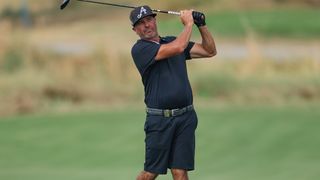 Pat Perez takes a shot in the LIV Golf Team Championship