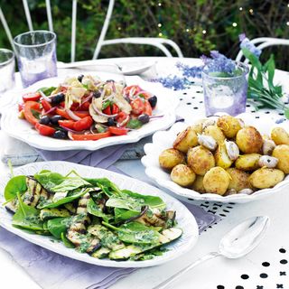 Delicious spread of food on an outdoor table