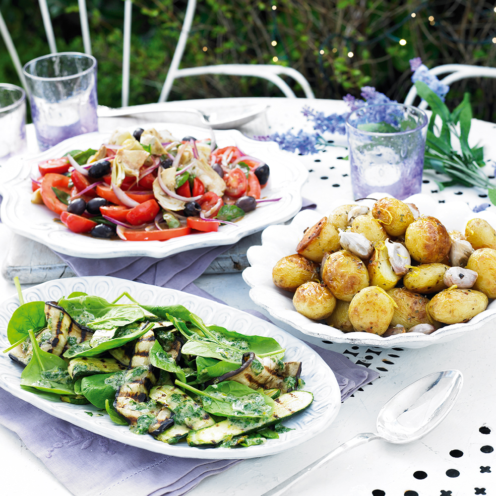 Delicious spread of food on an outdoor table
