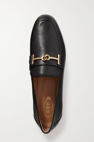 Logo-Embellished Textured-Leather Loafers