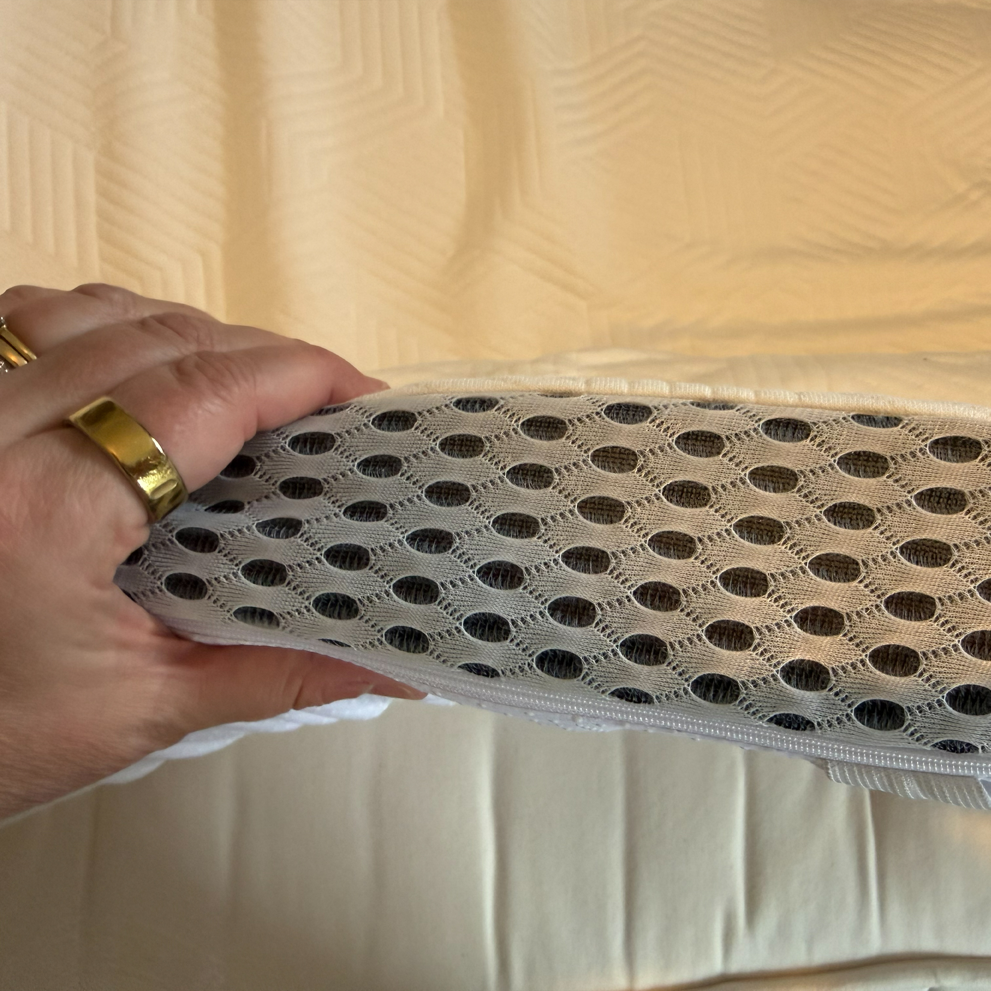 Panda Hybrid Bamboo Mattress Topper being tested