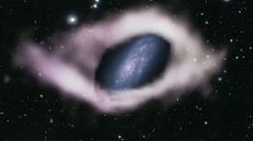 Composite image showing the stellar disk of NGC 4632 surrounded by the large hydrogen ring.