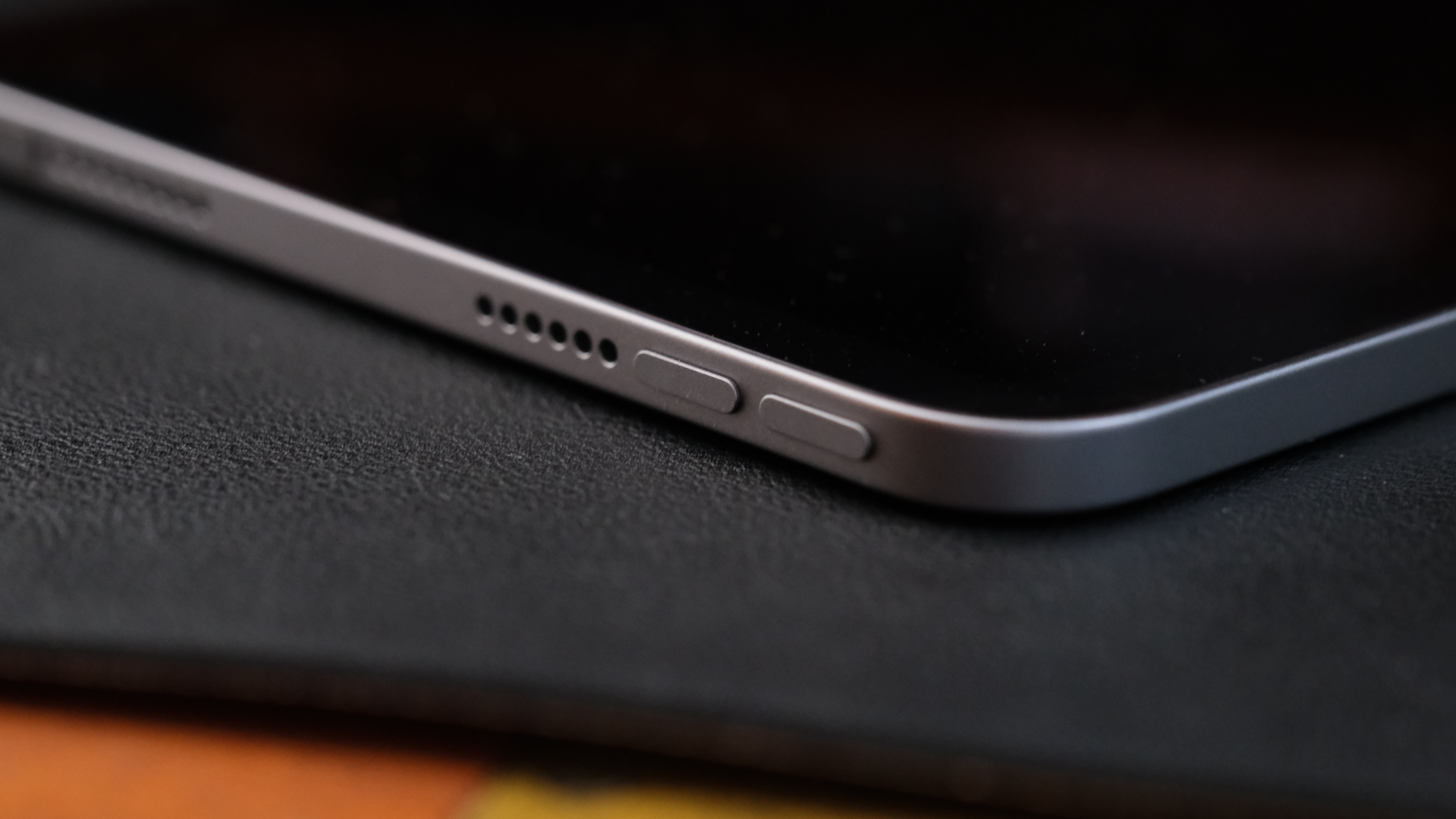 Close up of the volume controls on an Apple iPad Mini A17 Pro (2024) tablet