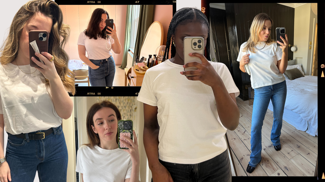 A collage of the best white t-shirts, as tested and reviewed by Who What Wear UK&#039;s editorial team.