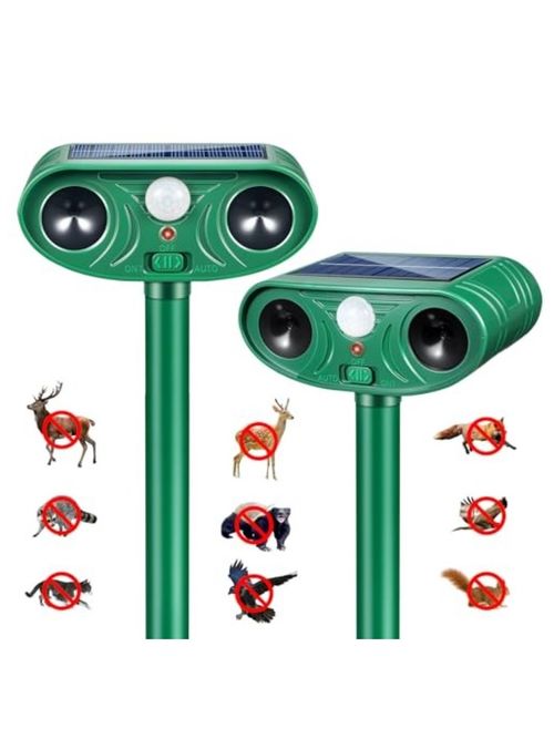 Solar Animal Repellent Ultrasonic Outdoor 2pcs With Motion Sensor