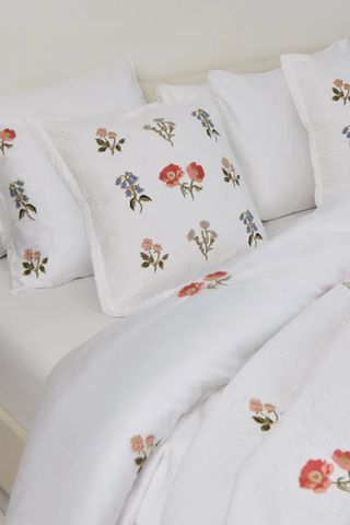 Elizabeth Scarlett British Blooms White Cotton Bedding Cushion Cover