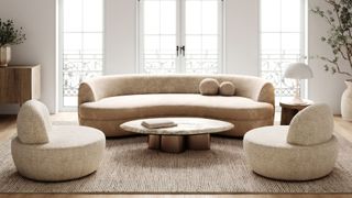 A curved sofa