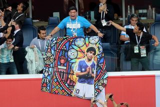 Maradona attracted plenty of attention in the stands at Russia 2018