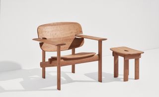 Wooden chair and stool