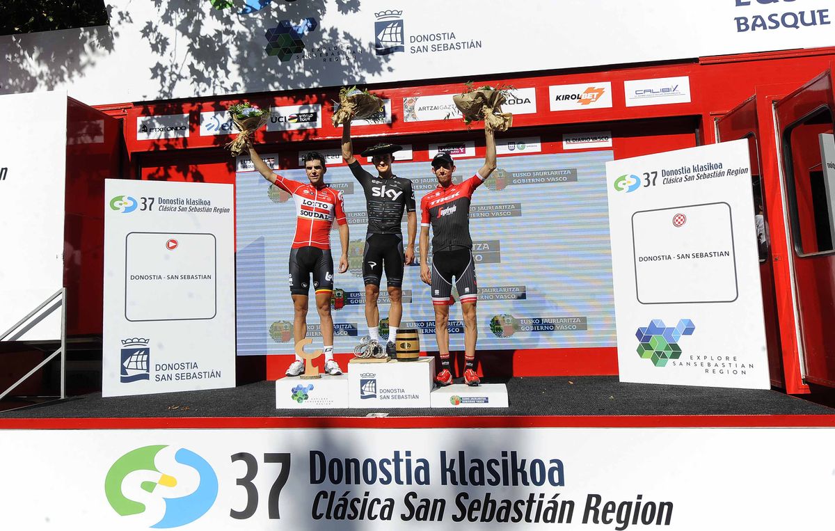 The final podium of the Clasica San Sebastian