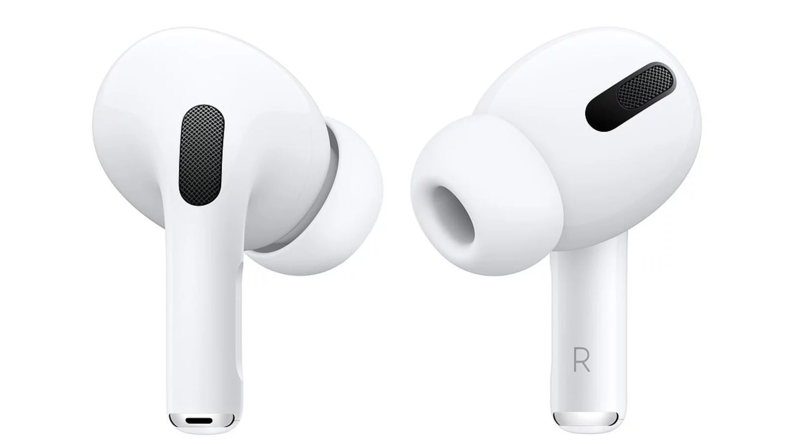 a closeup of the AirPods Pro true wireless earbuds