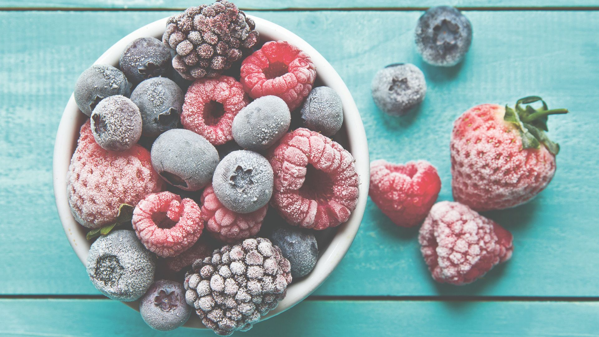 Bowl of frozen berries