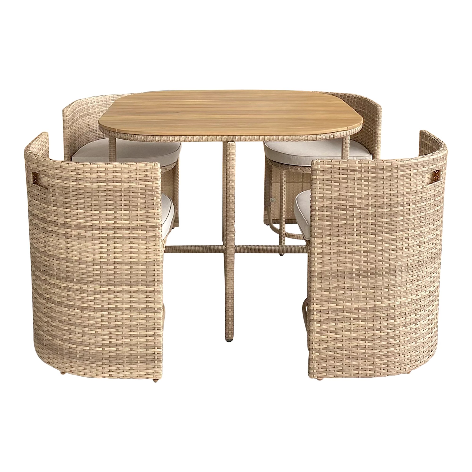 GoodHome Elos Beige Rattan effect 4 seater Dining set