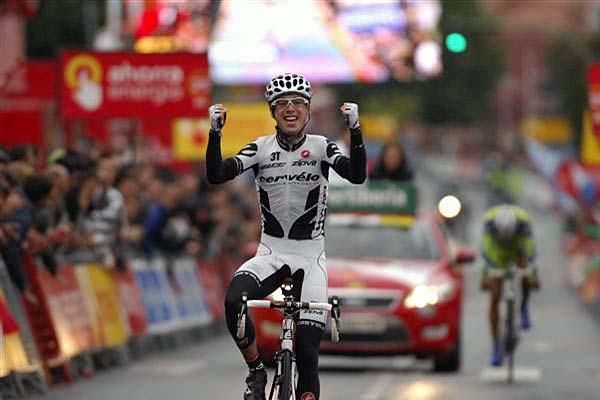 Stage winner Philip Deignan (Cerv&eacute;lo TestTeam) celebrates