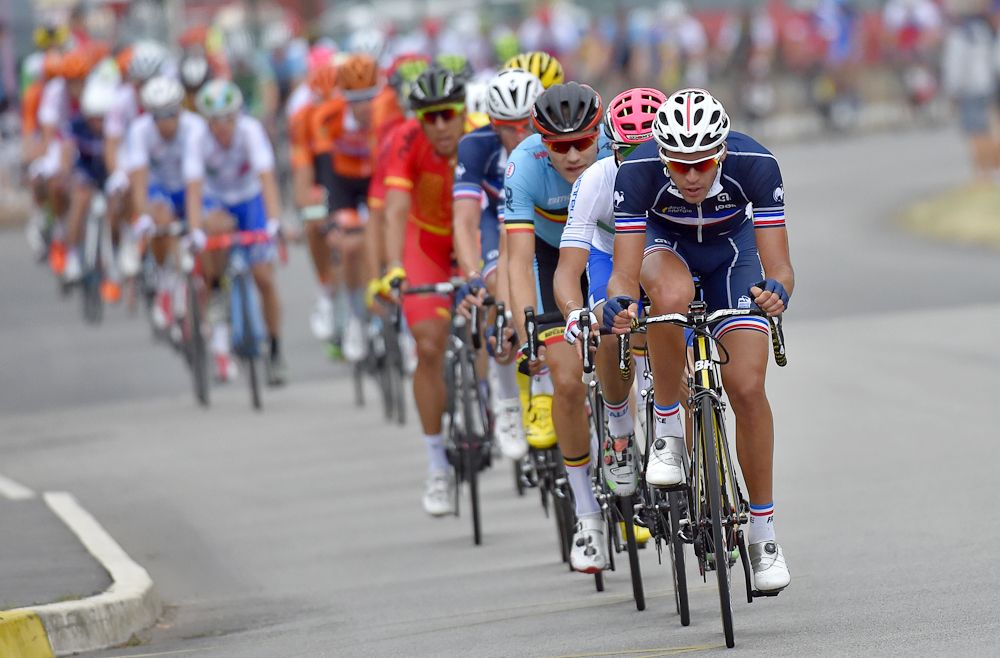 Cyclists compete during the Men's Elite Race of the 2016 UEC Road European Championship