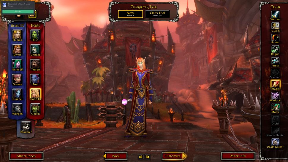 world of warcraft character screen