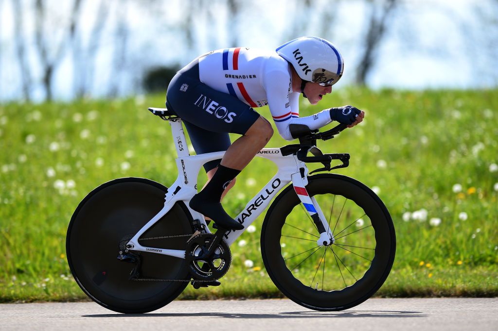 LAUSANNE SWITZERLAND APRIL 26 Ethan Hayter of United Kingdom and Team INEOS Grenadiers sprints during the 75th Tour De Romandie 2022 Prologue a 512km individual time trial from Lausanne to Lausanne ITT TDR2022 on April 26 2022 in Lausanne Switzerland Photo by Dario BelingheriGetty Images