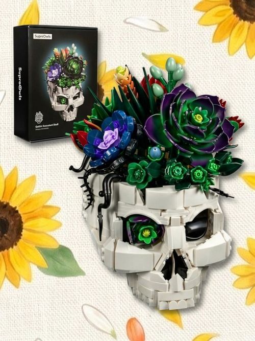 Succulent Skull Planter Building Set, 