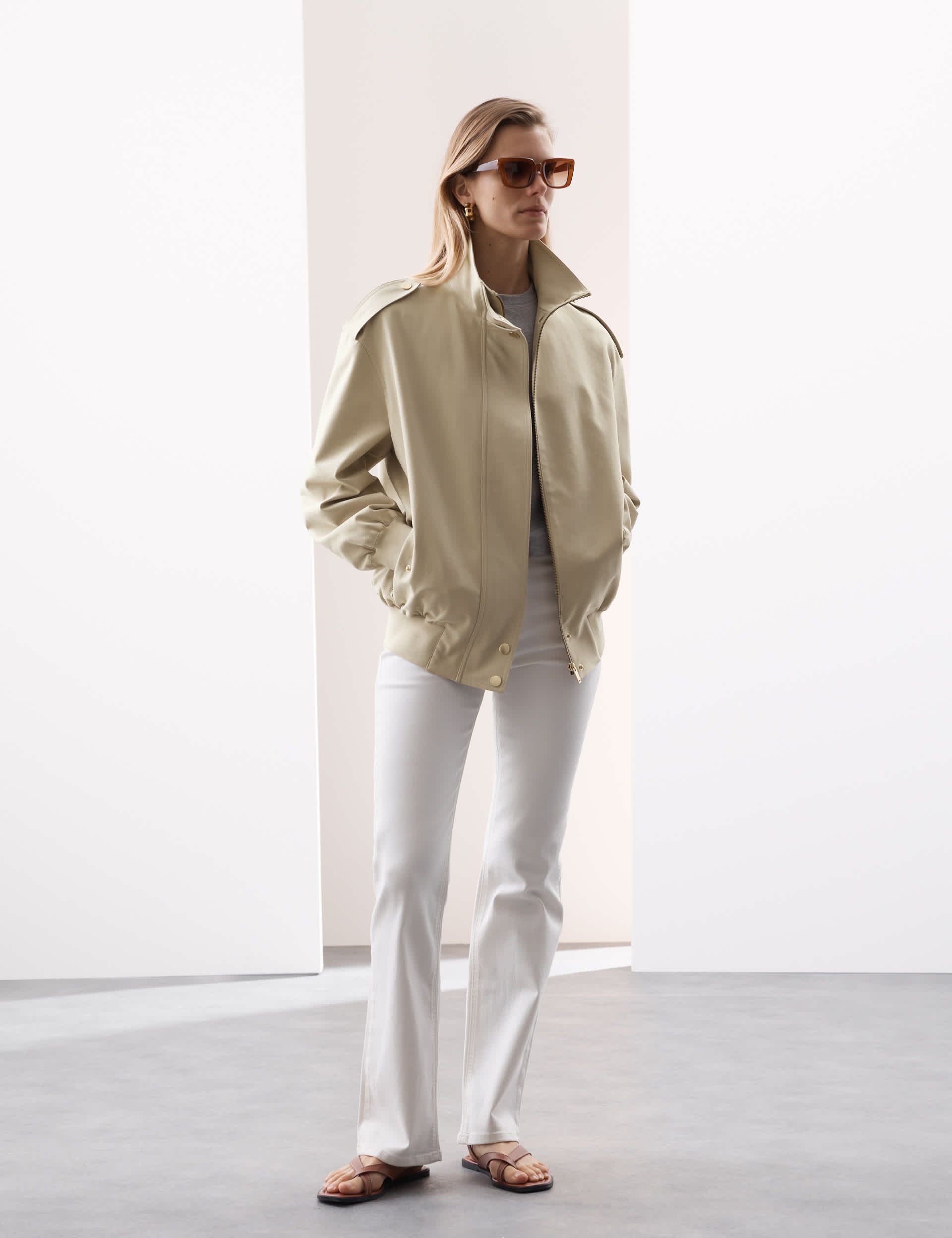 Cotton Lyocell™ Blend Blouson Bomber Jacket