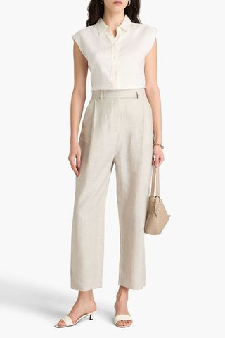 Cropped Wool and Linen-Blend Tweed Tapered Pants