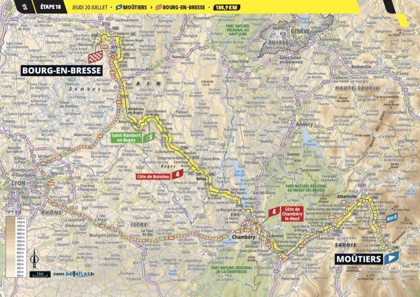 The map of stage 18 of the 2023 Tour de France
