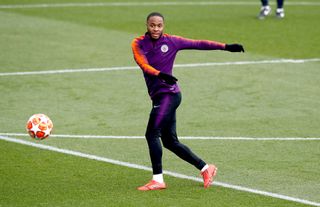 Manchester City's Raheem Sterling during a training session