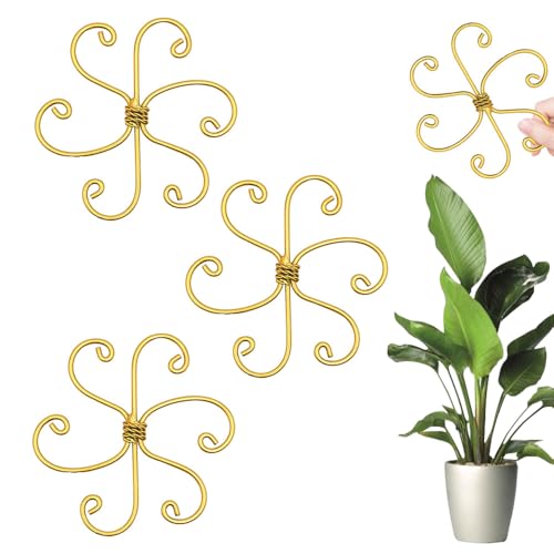 Plant Stem Support Set, 2025 New Reusable Plastic Climbing Plant Support Plant Trellis 3/6 Pcs, Upgrade Climbing Houseplant Support Stakes for Indoor Plants Stem Holder (3, Flower Goldern)